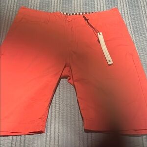 Coral  Flat Front Mid-Thigh Shorts